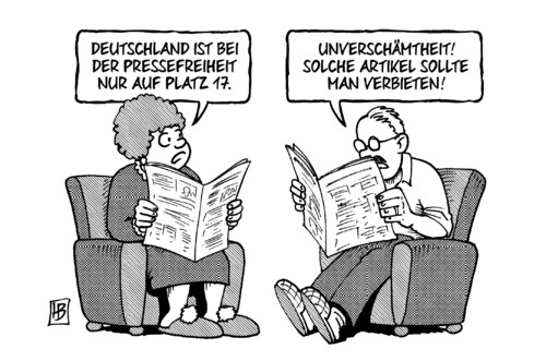 Cartoon: Pressefreiheit-Ranking (medium) by Harm Bengen tagged deutschland,pressefreiheit,ranking,artikel,verbieten,zensur,presse,reporter,zeitung,harm,bengen,cartoon,karikatur