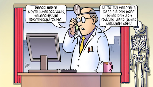 Cartoon: Reformierte Notfallversorgung (medium) by Harm Bengen tagged reformierte,notfallversorgung,telefonische,ersteinschätzung,gesundheitswesen,kopf,unter,arm,arzt,handy,telefon,harm,bengen,cartoon,karikatur,reformierte,notfallversorgung,telefonische,ersteinschätzung,gesundheitswesen,kopf,unter,arm,arzt,handy,telefon,harm,bengen,cartoon,karikatur