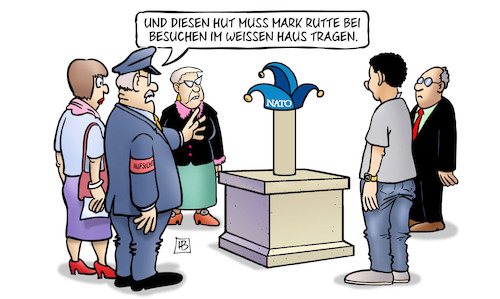 Cartoon: Rutte-Kappe (medium) by Harm Bengen tagged kappe,hut,mark,rutte,besuchen,weißes,haus,narrenkappe,nato,trump,demütigung,führung,museum,aufsicht,harm,bengen,cartoon,karikatur,kappe,hut,mark,rutte,besuchen,weißes,haus,narrenkappe,nato,trump,demütigung,führung,museum,aufsicht,harm,bengen,cartoon,karikatur
