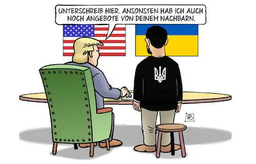 Cartoon: Selenskyj unterschreibt (medium) by Harm Bengen tagged unterschreiben,angebote,nachbarn,selenskyj,rohstoffabkommen,unterzeichnen,russland,trump,usa,ukraine,seltene,erden,rohstoffe,harm,bengen,cartoon,karikatur,unterschreiben,angebote,nachbarn,selenskyj,rohstoffabkommen,unterzeichnen,russland,trump,usa,ukraine,seltene,erden,rohstoffe,harm,bengen,cartoon,karikatur