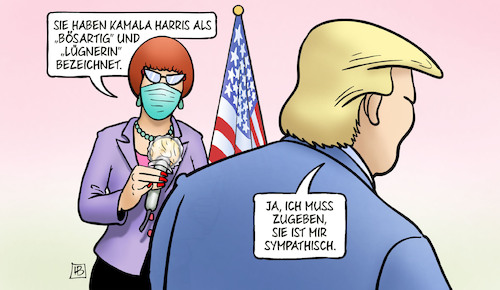 Cartoon: Trump und Harris (medium) by Harm Bengen tagged biden,nominierung,kamala,harris,trump,bösartig,lügnerin,sympathisch,interview,wahlkampf,harm,bengen,cartoon,karikatur,biden,nominierung,kamala,harris,trump,bösartig,lügnerin,sympathisch,interview,wahlkampf,harm,bengen,cartoon,karikatur