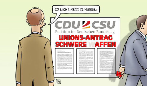 Cartoon: Unions-Antrag (medium) by Harm Bengen tagged union,cdu,csu,antrag,klingbeil,spd,schwere,waffen,affen,bundestag,merz,russland,ukraine,krieg,harm,bengen,cartoon,karikatur,union,cdu,csu,antrag,klingbeil,spd,schwere,waffen,affen,bundestag,merz,russland,ukraine,krieg,harm,bengen,cartoon,karikatur