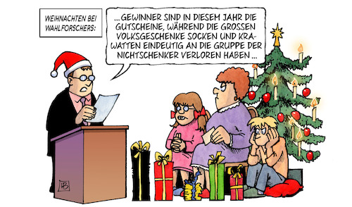 Cartoon: Wahlforscher-Weihnachten (medium) by Harm Bengen tagged weihnachten,wahlforscher,parteien,umfragen,tannenbaum,weihnachtsbaum,bescherung,geschenk,gutscheine,socken,krawatte,schlips,wähler,nichtwähler,harm,bengen,cartoon,karikatur,weihnachten,wahlforscher,parteien,umfragen,tannenbaum,weihnachtsbaum,bescherung,geschenk,gutscheine,socken,krawatte,schlips,wähler,nichtwähler,harm,bengen,cartoon,karikatur