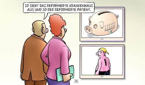 Cartoon: Warken-Reformplan (medium) by Harm Bengen tagged warken,gesundheitsministerin,reformplan,reformiertes,krankenhaus,patient,monitore,sparschwein,harm,bengen,cartoon,karikatur,warken,gesundheitsministerin,reformplan,reformiertes,krankenhaus,patient,monitore,sparschwein,harm,bengen,cartoon,karikatur