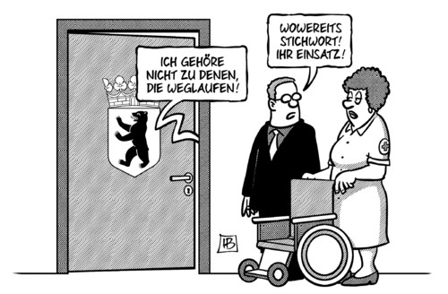 Cartoon: Weglaufen (medium) by Harm Bengen tagged weglaufen,stichwort,einsatz,rollstuhl,grossflughafen,kosten,eroeffnungstermin,aufsichtsratsvorsitz,ber,flughafen,berlin,willy,brandt,verzoegerung,fertigstellung,geld,blamage,wowereit,ramsauer,platzeck,brandschutz,harm,bengen