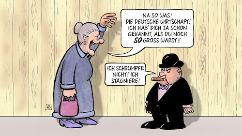 Cartoon: Wirtschaft stagniert (medium) by Harm Bengen tagged schrumpfen,stagnieren,deutsche,wirtschaft,rezession,groesse,klein,susemil,harm,bengen,cartoon,karikatur,schrumpfen,stagnieren,deutsche,wirtschaft,rezession,groesse,klein,susemil,harm,bengen,cartoon,karikatur
