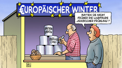 Cartoon: Wurfbude (medium) by Harm Bengen tagged euro,schulden,krise,jahrmarkt,diktatur,demokratie,abwahl,winter,europa,euro,schulden,krise,jahrmarkt,diktatur,demokratie,abwahl,winter,europa