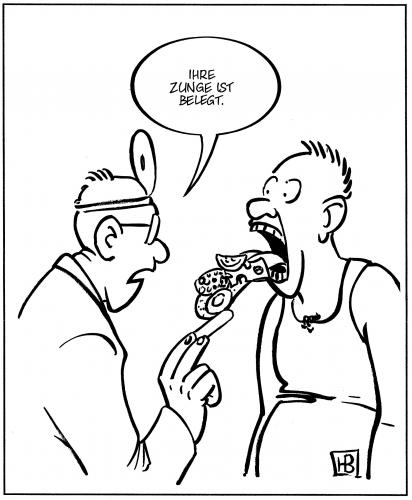 Cartoon: Zunge belegt (medium) by Harm Bengen tagged 