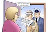 Cartoon: Fake-Polizei (small) by Harm Bengen tagged cdu,fake,gdp,wahlplakat,plakat,polizistin,polizei,haustür,zeitung,lesen,bundestagswahl,kampagne,wahlkampagne,harm,bengen,cartoon,karikatur
