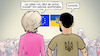 Cartoon: Grüne Ukraine (small) by Harm Bengen tagged pressekonferenz,zukunft,olivgrün,selenskyj,von,der,leyen,vdl,eu,europa,gipfel,krieg,ukraine,russland,harm,bengen,cartoon,karikatur