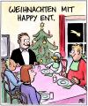 Cartoon: Happy Ent (small) by Harm Bengen tagged happy,end,ente,ende,weihnachten,bescherung,festessen,essen,geflügel,liebe,verschont,braten,serviette,kind,familie,tannenbaum,advent,vegetarier,tierschutz