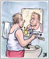 Cartoon: Reset (small) by Harm Bengen tagged reset,morning,bathroom,kater,alkohol,alcohol,morgen,bad,badezimmer