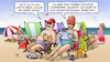 Cartoon: Strandampel (small) by Harm Bengen tagged strandampel,eng,heiss,sonnenuntergang,corona,abstandsregelung,urlaub,strand,liegestuhl,harm,bengen,cartoon,karikatur