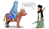 Cartoon: V.d.L. und Taliban (small) by Harm Bengen tagged frau,von,der,leyen,eu,europa,stier,burka,schleier,islamisten,afghanistan,deutschland,rettungsmission,abzug,taliban,harm,bengen,cartoon,karikatur
