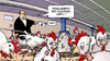 Cartoon: Vogelgrippe (small) by Harm Bengen tagged stallpflicht,vogelgrippe,wildvogel,virus,erkrankung,massentierhaltung,puten,enten,stall,gefluegel,nutztiere,ernaehrung,harm,bengen,cartoon,karikatur