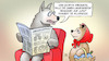 Cartoon: Wagenknecht vs. Wolf (small) by Harm Bengen tagged sahra,wagenknecht,wolf,allergisch,bsw,machtkampf,thüringen,harm,bengen,cartoon,karikatur