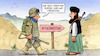 Cartoon: Zurück nach Afghanistan (small) by Harm Bengen tagged zurück,afghanistan,vergessen,deutschland,bundeswehr,rettungsmission,usa,soldaten,abzug,taliban,harm,bengen,cartoon,karikatur