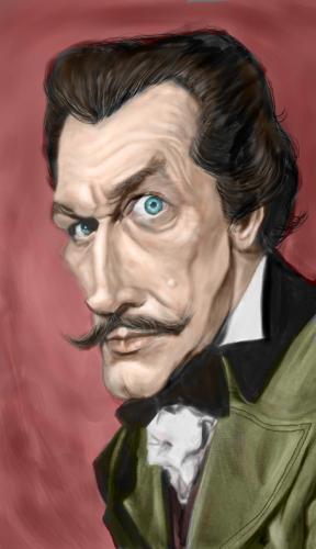 Cartoon: Vincent Price (medium) by markdraws tagged horror,actor,movie,start,hollywood,caricature,photoshop,painting,paint,digital,art,brush,vincent,price,roger,corman