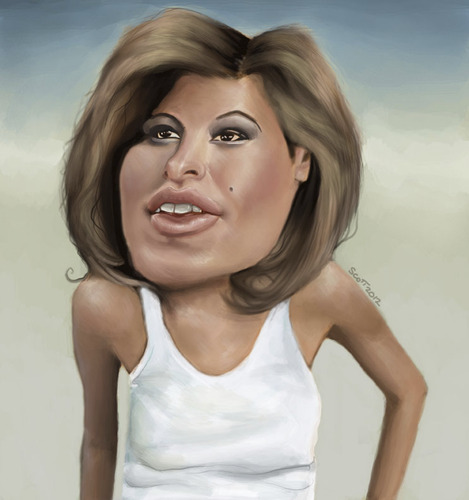 Cartoon: Eva Mendes (medium) by jonesmac2006 tagged caricature