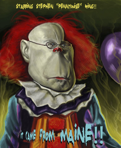 Cartoon: Stephen King homage (medium) by jonesmac2006 tagged stephen,king,pennywise
