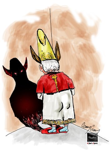 Cartoon: Papa Asino Diavolo (medium) by csamcram tagged pope,papa,devil,diavolo,donkey,asino,csam,cram,csamcram