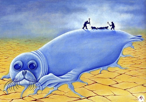 Cartoon: seal massacre (medium) by ASKIN AYRANCIOGLU tagged seal,massacre