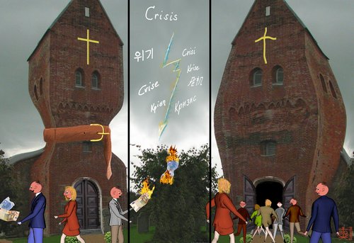 Cartoon: Kirche während der Krise? (medium) by Dadaphil tagged crisis,krise,church,kirche,people,menschen