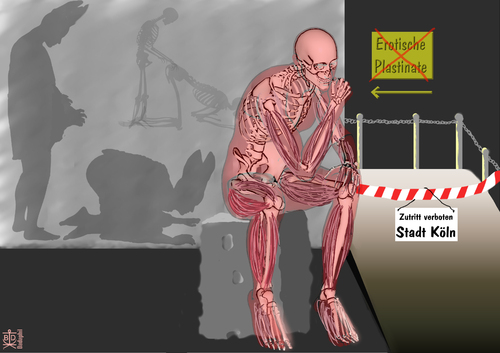 Cartoon: Körperwelten (medium) by Dadaphil tagged cologne,köln,körperwelten,body,world,gunter,von,hagen,verbot,skandal
