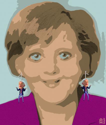 Cartoon: Ohrringe - Earrings (medium) by Dadaphil tagged merkel,steinmeier