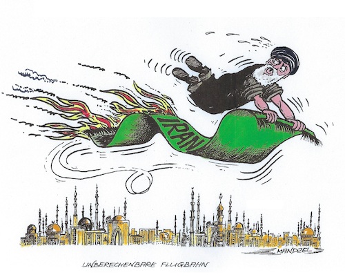 Cartoon: Auf Höllenfahrt (medium) by mandzel tagged iran,aufstände,kopftücher,gewalt,demonstrationen,reformforderungen,iran,aufstände,kopftücher,gewalt,demonstrationen,reformforderungen
