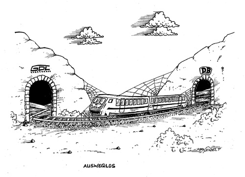 Cartoon: Bahnstreik (medium) by mandzel tagged bahnstreik,gdl,db,blockade,bahnstreik,gdl,db,blockade