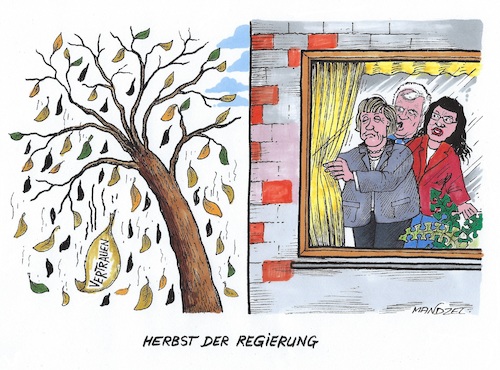 Cartoon: Causa Maaßen (medium) by mandzel tagged maaßen,merkel,nahles,bundesrepublik,deutschland,uneinigkeit,maaßen,merkel,nahles,bundesrepublik,deutschland,uneinigkeit