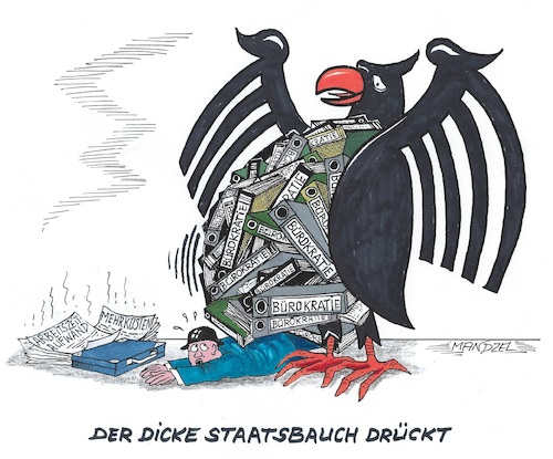 Cartoon: Deutsche Wirtschaft im Albtraum (medium) by mandzel tagged wirtschaft,bürokratie,arbeitszeitaufwand,mehrkosten,wettbewerbsnachteile,gewinnverluste,wirtschaft,bürokratie,arbeitszeitaufwand,mehrkosten,wettbewerbsnachteile,gewinnverluste
