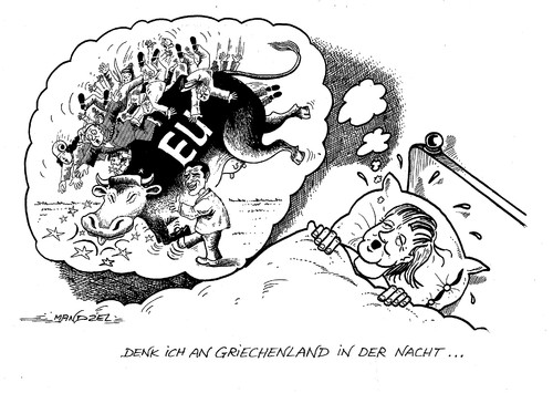 Cartoon: Europa strauchelt (medium) by mandzel tagged tsipras,merkel,griechenland,albtraum,finanzen,absturz,chaos,tsipras,merkel,griechenland,albtraum,finanzen,absturz,chaos