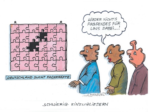 Cartoon: Fachkräftemangel (medium) by mandzel tagged deutschland,wirtschaft,arbeitsmarkt,fachkräftemangel,deutschland,wirtschaft,arbeitsmarkt,fachkräftemangel