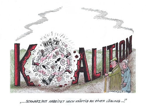 Cartoon: Hartes Ringen (medium) by mandzel tagged deutschland,rentenpläne,merz,koalition,cdu,spd,unionsspaltung,deutschland,rentenpläne,merz,koalition,cdu,spd,unionsspaltung