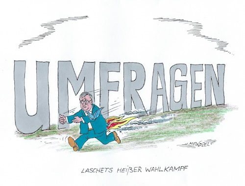 Cartoon: Heißer Wahlkampf (medium) by mandzel tagged bundestagswahlen,laschet,umfragen,union,kanzlerkandidat,bundestagswahlen,laschet,umfragen,union,kanzlerkandidat