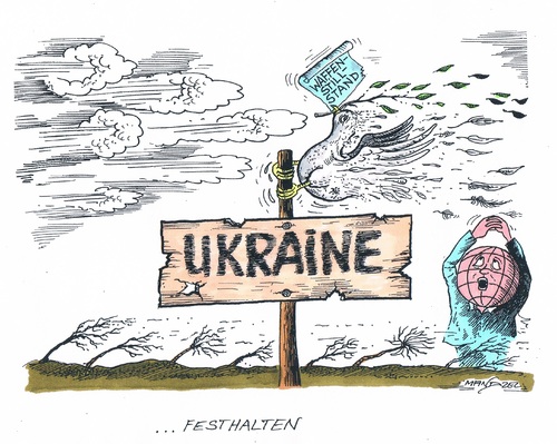 Cartoon: Hoffnung (medium) by mandzel tagged feuerpause,russland,ostukraine,friedenspause,ostukraine,russland,feuerpause,friedenspause