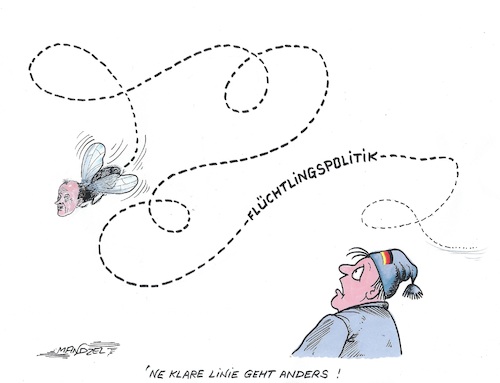 Cartoon: Irrflug (medium) by mandzel tagged deutschland,merz,kanzler,migration,europa,grenzen,asyl,deutschland,merz,kanzler,migration,europa,grenzen,asyl