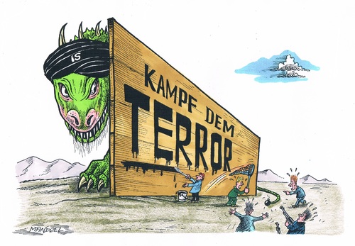 Cartoon: IS Terror im Blickpunkt (medium) by mandzel tagged terror,is,bekämpfung,entsetzen,angst,gegenmaßnahmen,terror,is,bekämpfung,entsetzen,angst,gegenmaßnahmen