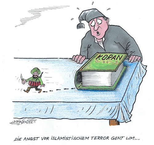 Cartoon: Islamistenfurcht (medium) by mandzel tagged islamismus,deutschland,angst,islamismus,deutschland,angst