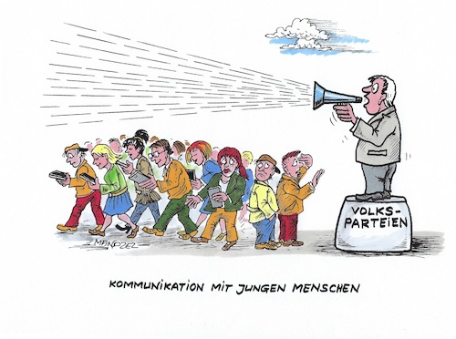 Cartoon: Kommunikationsproblem (medium) by mandzel tagged jugend,politiker,union,spd,verständigungsschwierigkeiten,jugend,politiker,union,spd,verständigungsschwierigkeiten