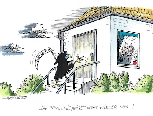 Cartoon: Neue Pandemie (medium) by mandzel tagged pandemieentwicklung,vogelgrippe,angst,pandemieentwicklung,vogelgrippe,angst