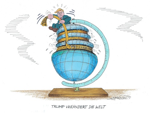Cartoon: Neugestaltung des Erdballs (medium) by mandzel tagged trump,europa,zölle,politik,grönland,trump,europa,zölle,politik,grönland