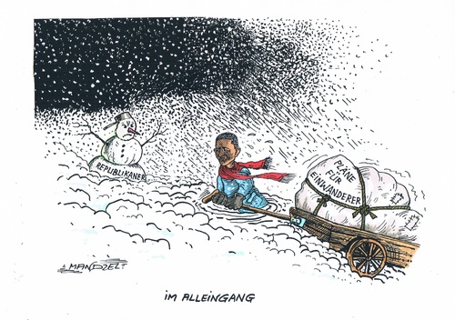 Cartoon: Obamas Einwandererpläne (medium) by mandzel tagged schneegestöber,gegenwind,republikaner,einwandererpläne,obama,obama,einwandererpläne,republikaner,gegenwind,schneegestöber