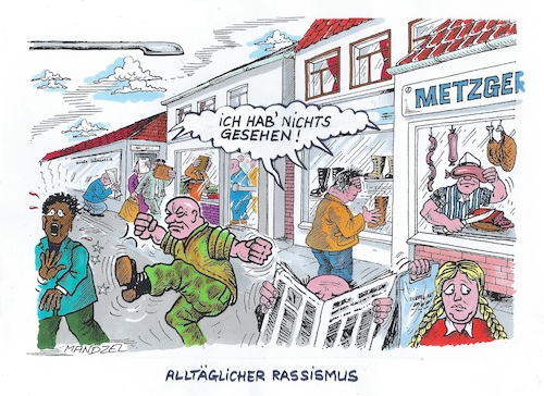 Cartoon: Rassismus in Deutschland (medium) by mandzel tagged deutschland,flüchtlinge,rassismus,migrationspolitik,hass,gewalt,radikalismus,deutschland,flüchtlinge,rassismus,migrationspolitik,hass,gewalt,radikalismus