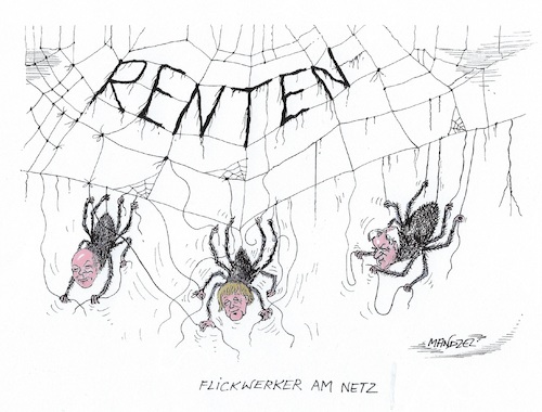 Cartoon: Rente (medium) by mandzel tagged renten,koalition,merkel,scholz,seehofer,deutschland,renten,koalition,merkel,scholz,seehofer,deutschland