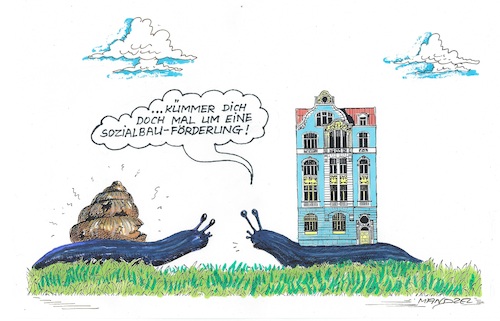 Cartoon: Schneck-Schnack (medium) by mandzel tagged deutschland,wohnungsbau,soziales,deutschland,wohnungsbau,soziales