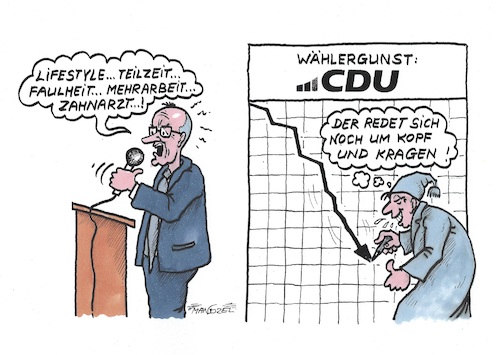 Cartoon: Sinkende Umfragewerte (medium) by mandzel tagged merz,deutschland,politik,sozialabbau,merz,deutschland,politik,sozialabbau
