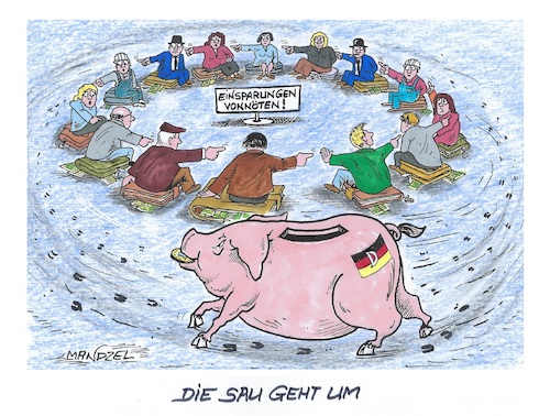 Cartoon: Sparideen machen die Runde (medium) by mandzel tagged deutschland,ampel,finanzierungsfehler,ignoranz,unfähigkeit,wirtschaft,chaos,deutschland,ampel,finanzierungsfehler,ignoranz,unfähigkeit,wirtschaft,chaos